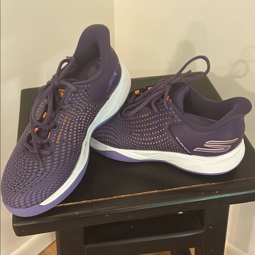 Skechers Purple Sneakers with Breathable Knit and Cushioned Sole